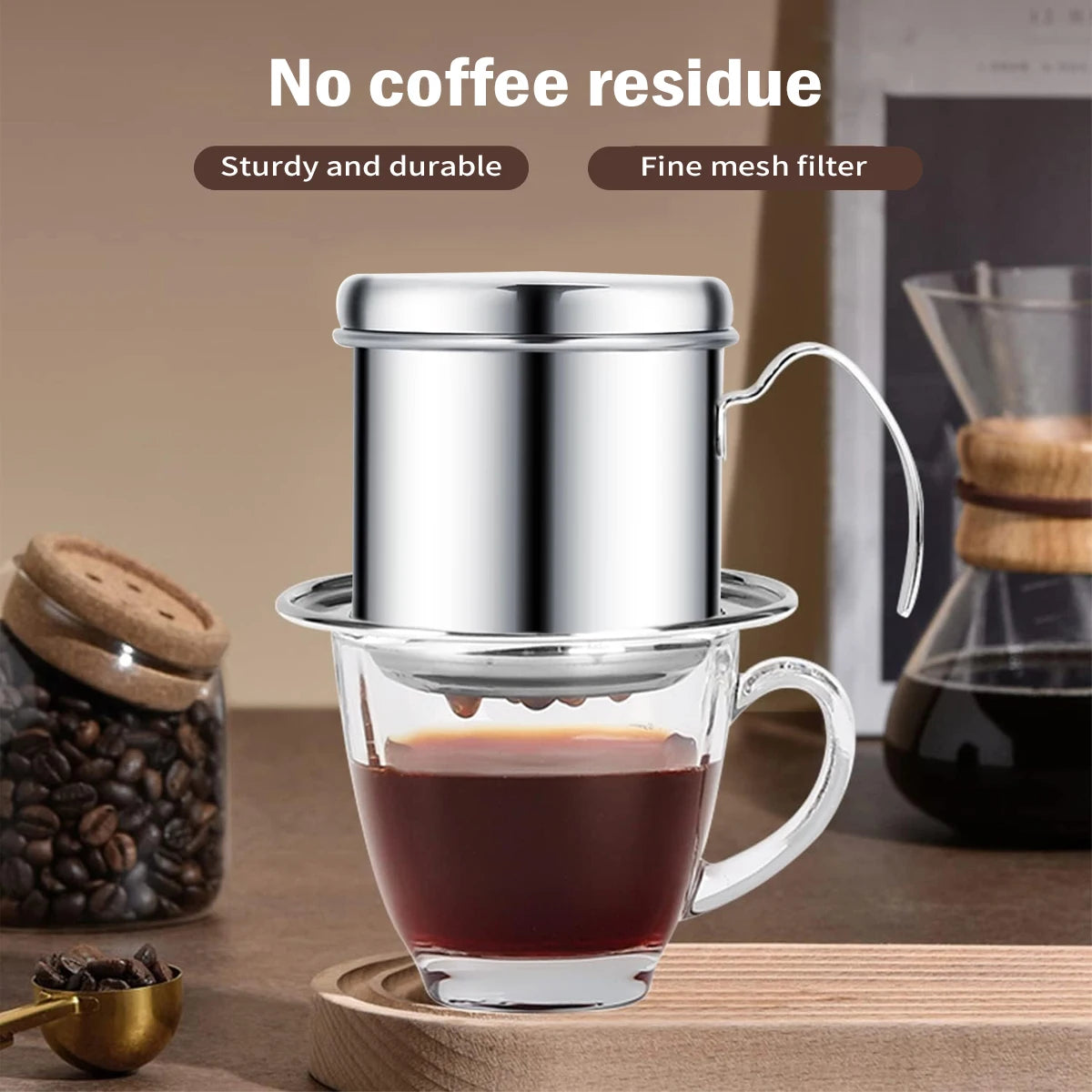Vietnamese Coffee Drip Filter Small French Press Portable Cup Stainless Steel Vietnamese Coffee Maker for Camping