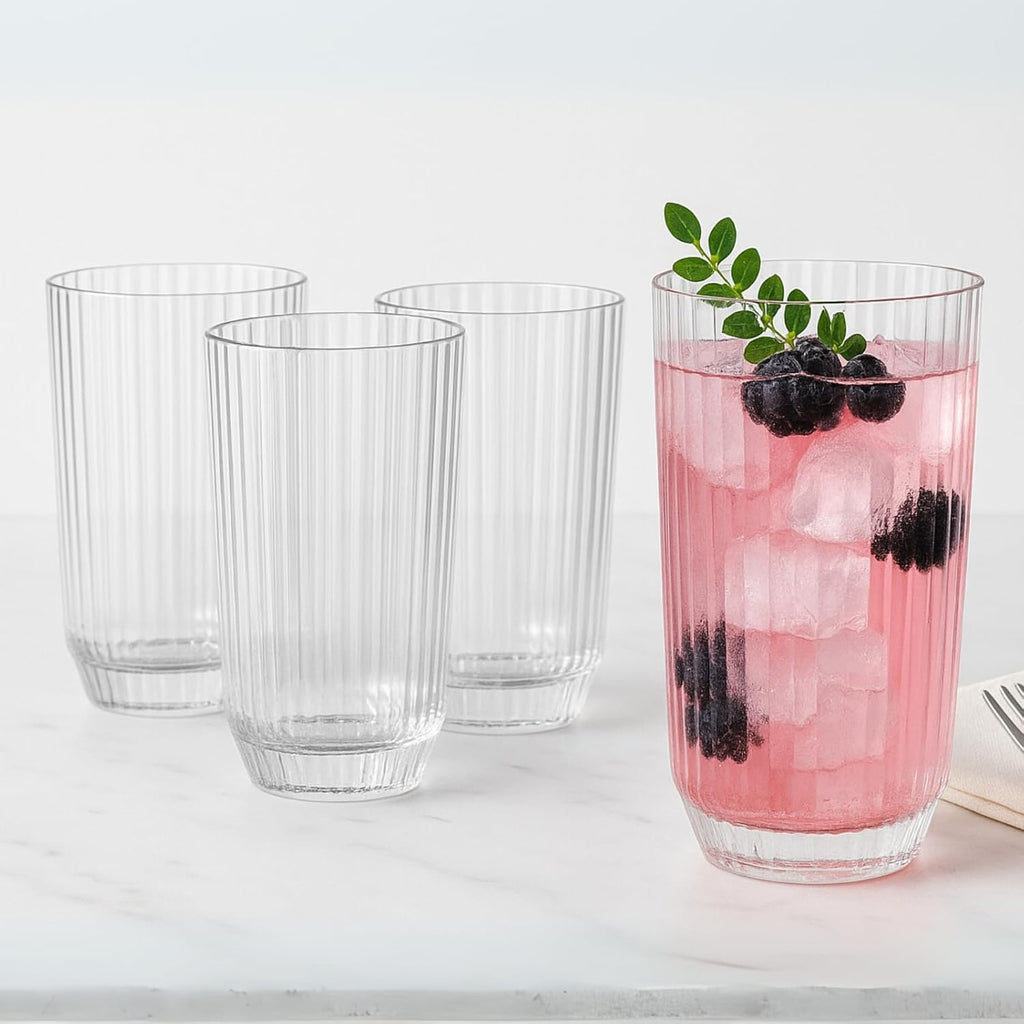 The Ribbed Drinking Glasses, Set of 4