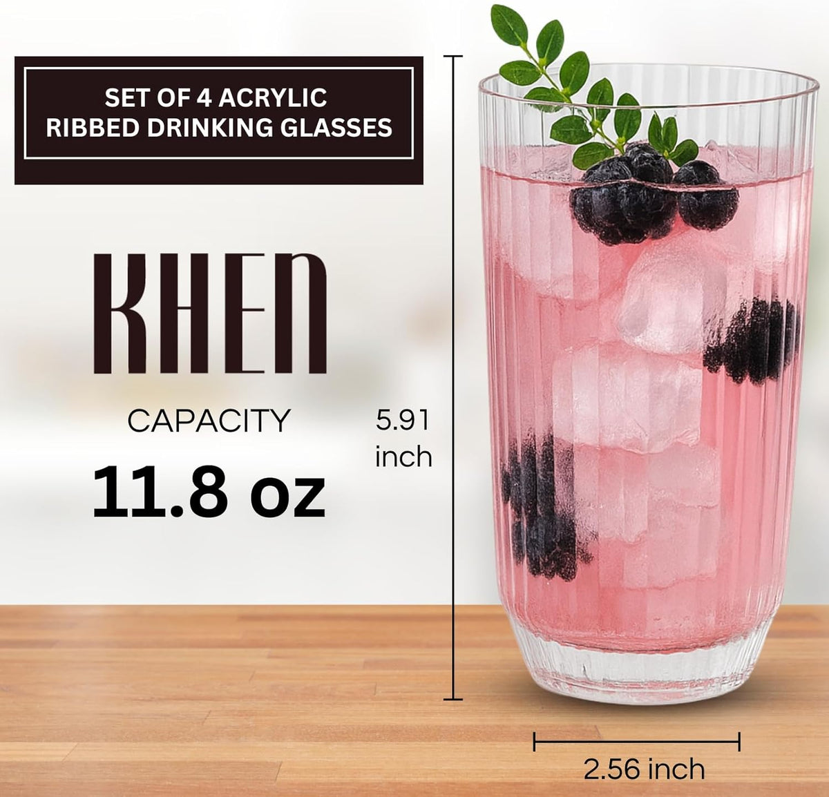 The Ribbed Drinking Glasses, Set of 4