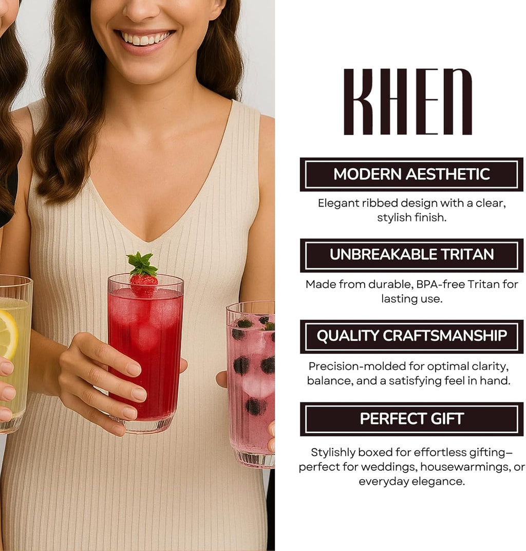 The Ribbed Drinking Glasses, Set of 4