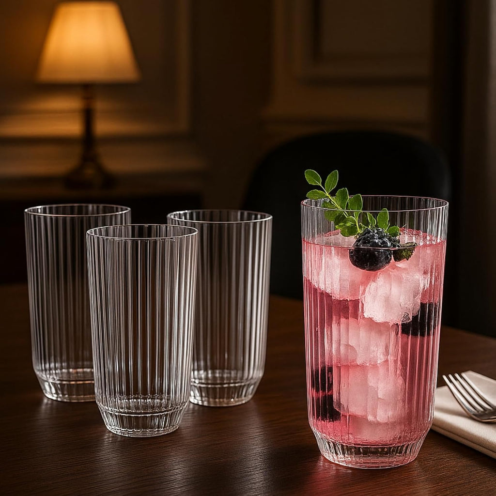 The Ribbed Drinking Glasses, Set of 4