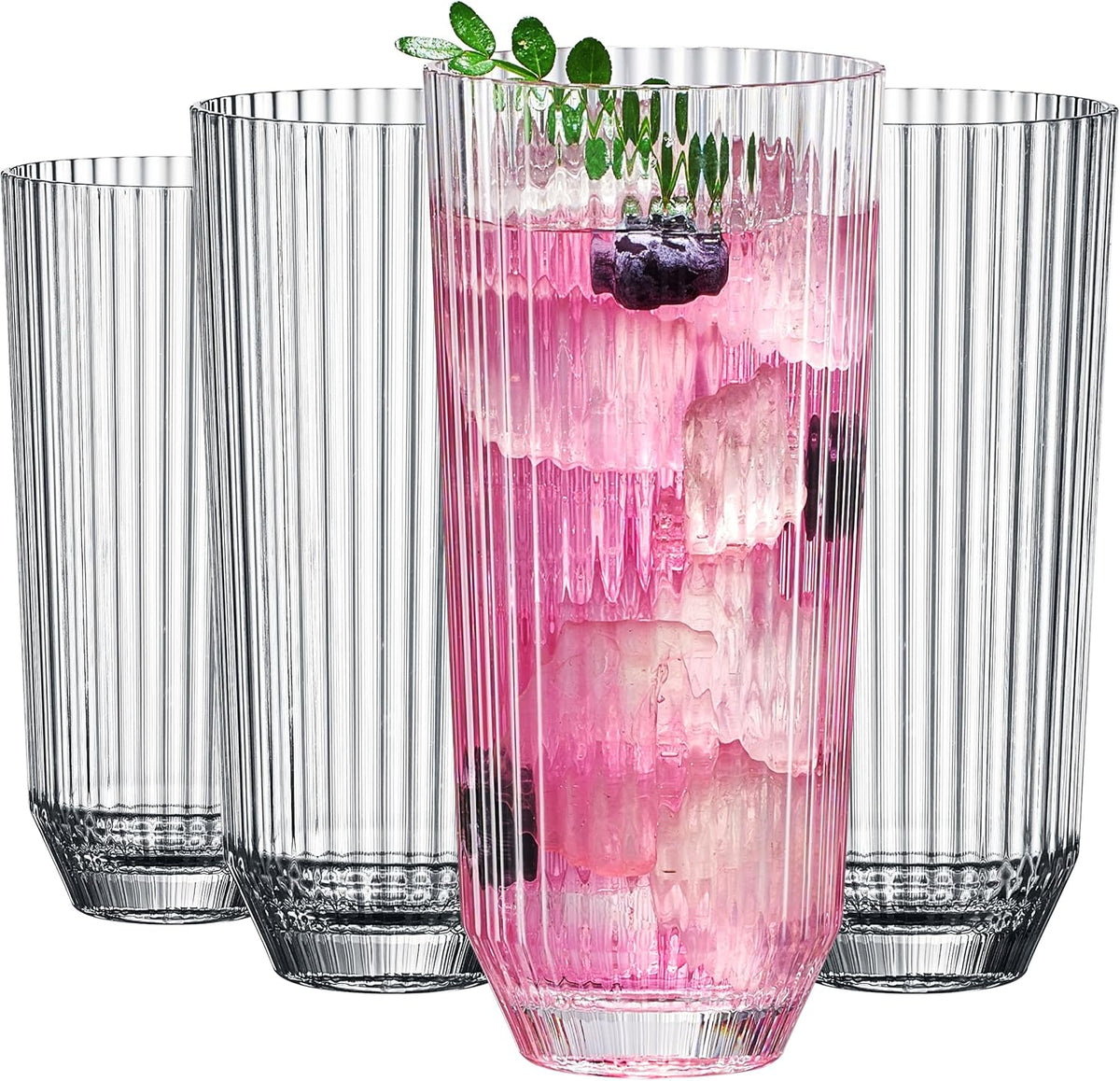The Ribbed Drinking Glasses, Set of 4